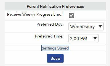screenshot for setting notification preferences
